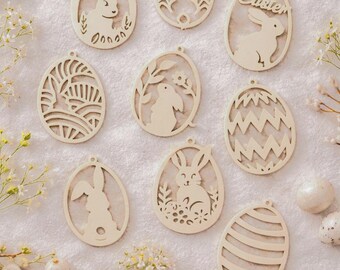 Set of 9 Easter Ornaments | Easter Decorations | Easter Ornaments | Easter Tree Decorations | Easter Bunny Ornaments | Spring Decorations