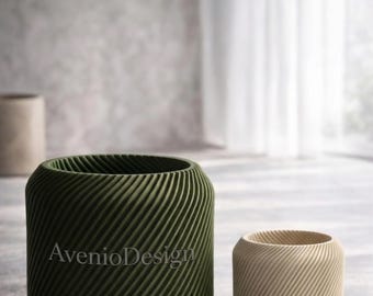 Plant pot 2-piece set green beige.
