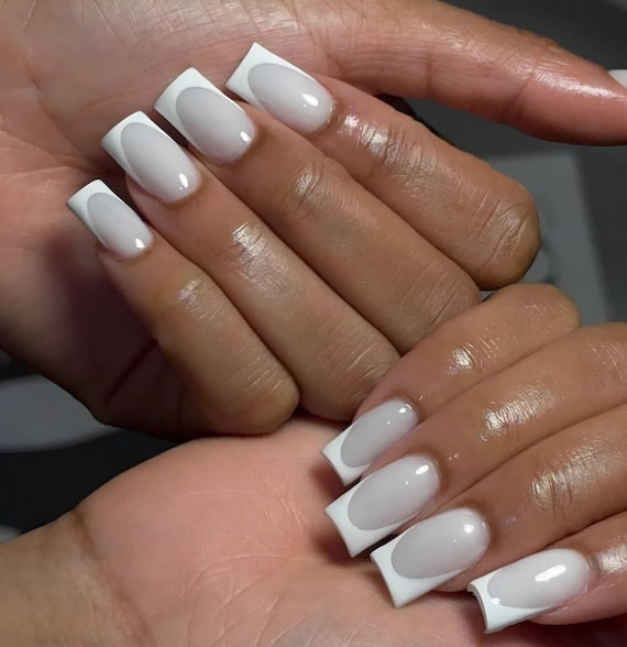EVER NAIL エバーネイル　Milky White French White French Tip Press on Nails: Elegant, Reusable, Custom Made - Etsy