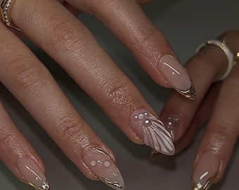 Gold Chrom Design Luxus elegante Press On Nails