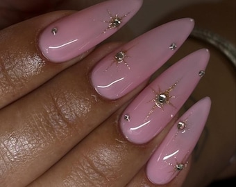 Rotgold Chrom Design Luxus Elegant Press On Nails