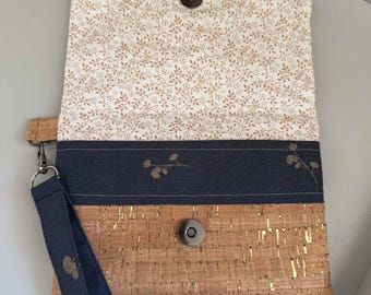 Cartera de mano blanca con estampado de diente de león, bolso pequeño, bolso de mano con cremallera, bolso de noche minimalista, regalo hecho a mano para ella, cartera de tela con correa para la muñeca.