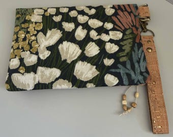 Floral Cork Clutch Wallet with Wristlet | Zipper Pouch, Phone Organizer