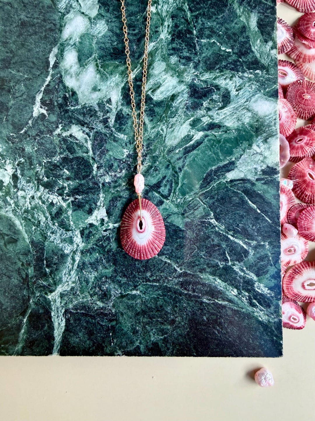 Lympit Shell Pink Limpet Shell Necklace, 14k Gold Filled, Coastal Jewelry - Etsy