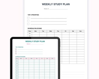 Weekly Study Planner Printable & Digital | Editable PDF Student Schedule | Goodnotes Academic Planner