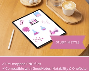 Pink Science Digital Stickers | Neuroscience Biology Chemistry | Pre-Med GoodNotes Planner | STEM Student Study Notes |