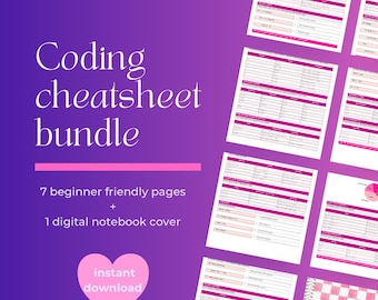 Python Cheat Sheet Bundle | Beginner Coding, Pastel Theme (Instant Download)