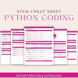Python Spickzettel Bündel | Programmieren für Anfänger, Pastell Theme (Instant Download) Bild 2