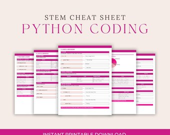 Python Cheat Sheet Bundle | Beginner Coding, Pastel Theme (Instant Download)