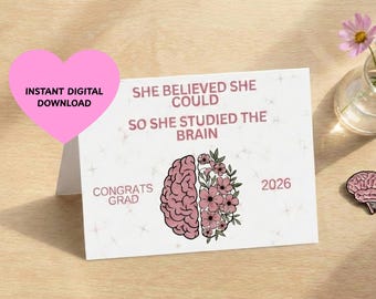 Neurowissenschaftliche Abschlusskarte | Gehirn Kunst, Frauen in STEM (druckbar)