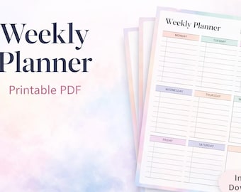 Printable Weekly Planner | Undated Weekly Agenda | Minimal Productivity Planner PDF