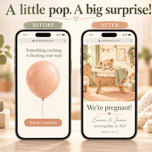 Interactive Pregnancy Announcement, Teddy Bear, Pop Balloon Reveal (Digital Download)