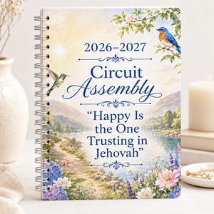 2026–2027 JW Circuit Assembly Notebook, Happy Is the One Trusting in Jehovah, 5x7 Spiral Meeting Notes, 3 Cover Choices