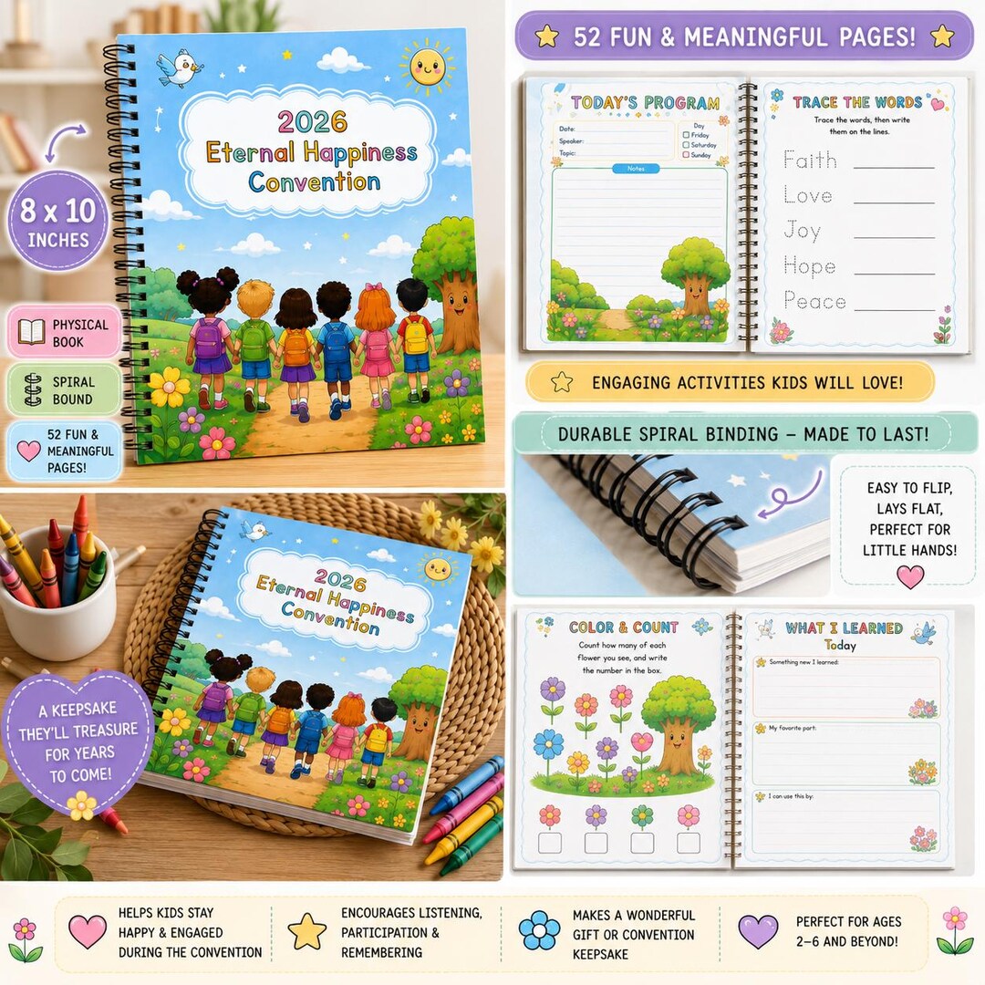 2026 Kids Eternal Happiness Convention Notebook (ages 2-6) - Etsy
