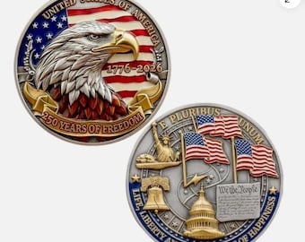 Moneda del 250 aniversario de EE. UU. (1776-2026), moneda del Águila Americana de la Libertad, moneda patriótica E Pluribus Unum, regalo del Día de la Independencia.