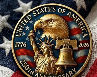 Moneda de los 250 años de libertad de EE. UU. (1776-2026), moneda del Capitolio con la Campana de la Libertad y el Águila, moneda conmemorativa patriótica estadounidense, regalo de la independencia.