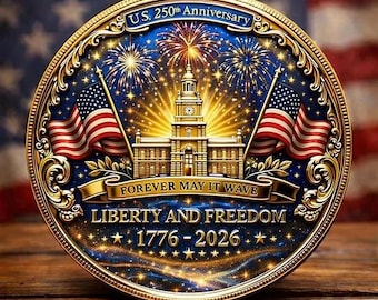 Moneda del 250 aniversario de EE. UU. (1776-2026), moneda con la estatua del águila de la libertad, moneda de fuegos artificiales patrióticos, regalo de la independencia estadounidense.