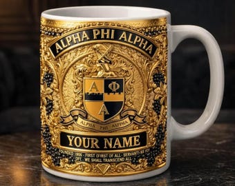 Personalized Alpha Phi Alpha Mug, Custom Fraternity Coffee Cup with Name, Alpha Phi Alpha Gift, Black Greek Letter Mug