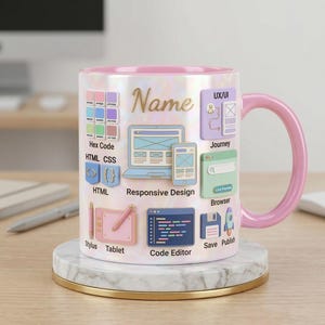 Personalized Web Developer Mug, Coding Coffee Mug, Programmer Gift, HTML CSS Geek Mug