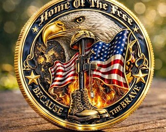 El hogar de la moneda de desafío gratuita, la moneda "Porque el valiente veterano", la moneda militar con la bandera del águila, el regalo patriótico de EE. UU., la moneda "En Dios confiamos".