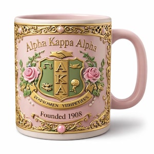 Mug Alpha Kappa Alpha, cadeau sororité AKA, tasse à café écusson en or rose, cadeau soeur AKA, cadeau de remise des diplômes sororité, tasse fondée en 1908