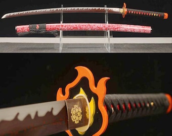 40" handsmidd japansk samurajsvärd äkta katana full tånge vass röd vikt damaskus stållegering tsuba rosa saya present till far