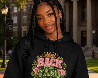 Back to the Yard-hoodie | Roze groen studentenvereniging HBCU Homecoming-sweater dames Crown Floral Campus Gift Homecoming Era