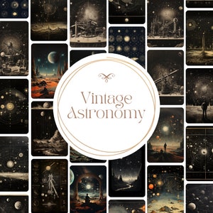 Vintage Astronomie Digitale Kunst für Junk Journals - Druckbare Illustrationen.