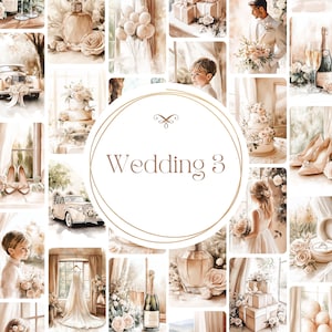 Lot de mariage aquarelle - fichiers JPG numériques pour la journalisation indésirable, le scrapbooking, la fabrication de cartes et l'artisanat