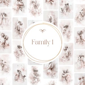Momentos Familiares - Descarga Digital - 40 Ilustraciones JPG de Hermanas, Padres e Hijos, y Amor Familiar