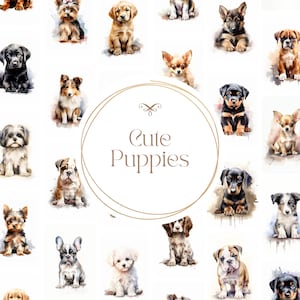 Cute Puppies Junk Journal Printables, Vintage Dog Ephemera Kit, Puppy Illustration Collage Sheets, Scrapbook Journal, Instant Download