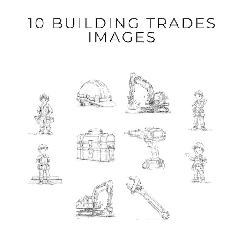 Building Trades Clipart Pack, Construction Worker PNG, Kids Career ...
