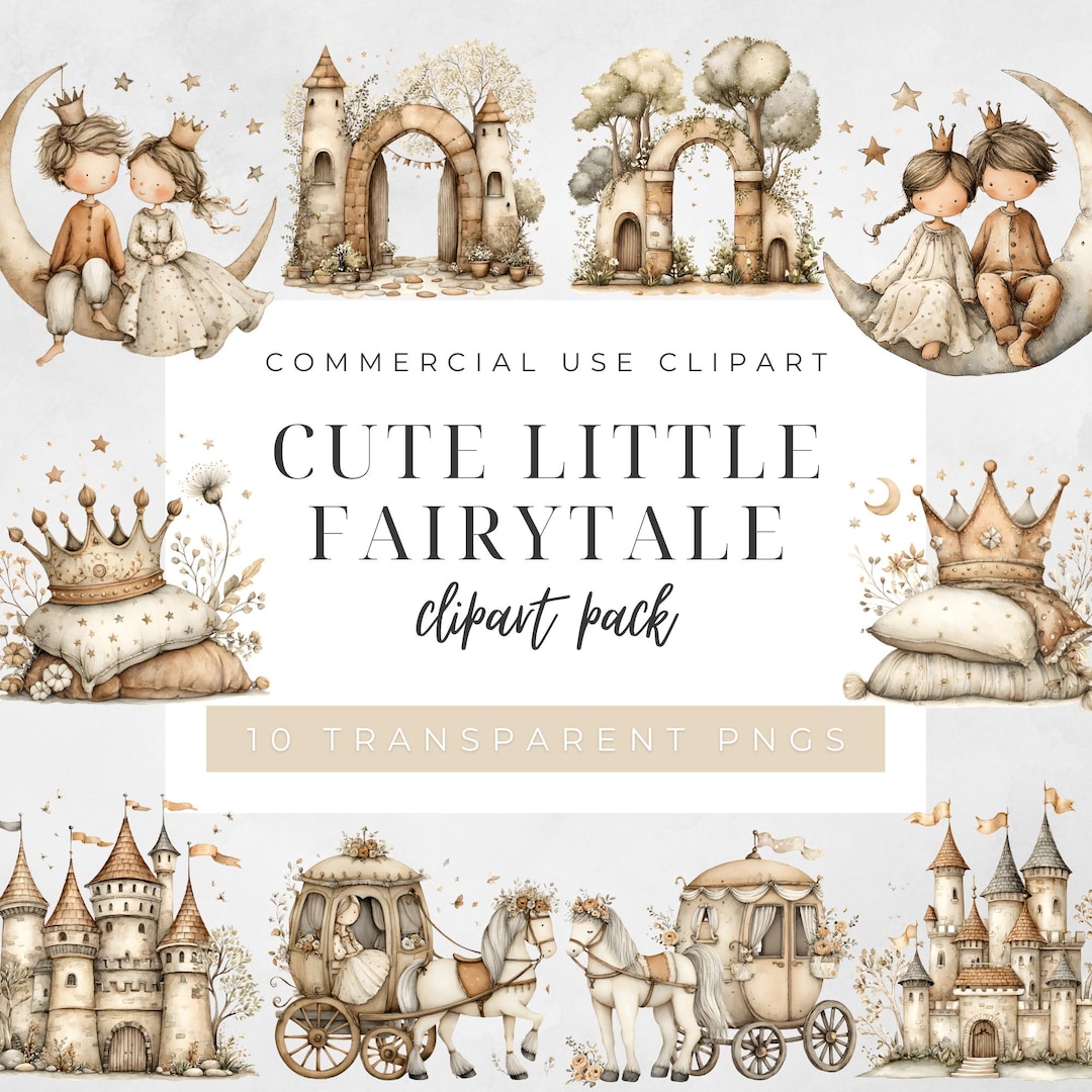 Fairytale Prince Clipart Bundle, Princess Castle and Carriage Pngs ...
