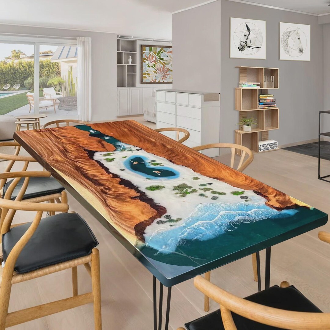 Live Edge Epoxy Resin Dining Table | Ocean River Design - Etsy