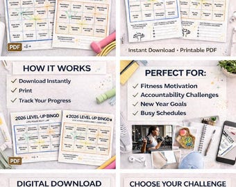 2026 January Fitness Bingo Challenge Printable | Instant Download | Goal Setting PDF