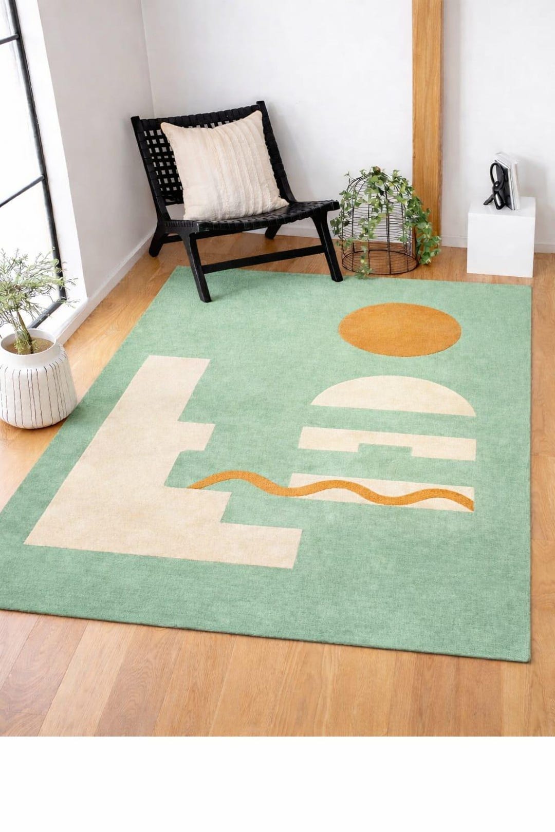 Hand Tufted Wool Rug: Modern Abstract Geometric Design - Etsy