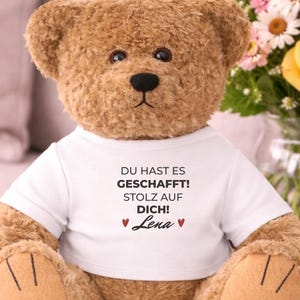 Regalo personalizzato per apprendisti, peluche con nome e scritta "Orgoglioso di te", regalo di commiato per apprendisti, portafortuna per l'esame di laurea IHK