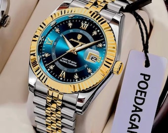 POEDAGAR Men's Stainless Steel Quartz Watch - Luminous Waterproof