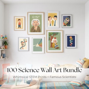 100 Retro Science Posters incl. Famous Scientists: STEM Wall Art Bundle (Digital Download)