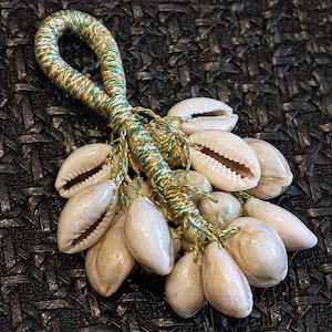 Handmade Cowrie Shell Rattle, Natural Shell Shaker, Tribal Percussion Instrument, Boho Ritual Decor, African Inspired Gift