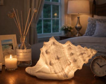 Handmade Ocean Resin Night Light, Seashell Ambient Table Lamp, Cozy Bedroom Decor
