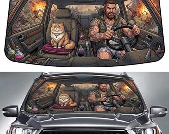 Parabrezza per auto Dungeon Crawler Carl, parasole per auto Dungeon Crawler, parasole per auto Cat Princess Donut Lover, regalo per auto fantasy per lui