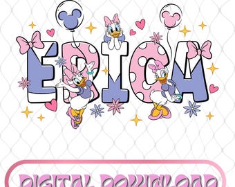 Custom Name Daisy Duck PNG, Personalized Disneyland Birthday, Disneyland Family Matching, Disneyland Daisy Duck Birthday, Digital Download