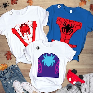 Spidey und seine erstaunliche Freunde Kostüm Halloween Shirt, Spider Man Kostüm Shirt, Miles Morales Geist Spinne Halloween, Halloween Gruppe Bild 1