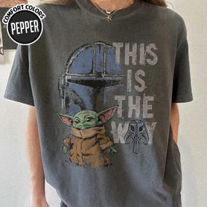 StarWars The Mandalorian and Grogu This is the Way Graphic T-Shirt, Retro Grogu Bounty Hunter Tee, Vintage 90s StarWars Fan Gift Shirt image 1
