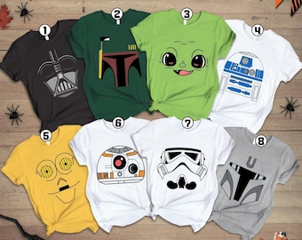 StarWars Characters Big Face Costume Halloween Shirt, Halloween Costume For Family Group T-Shirt, Disneyland Galaxy Family Trip Shirt