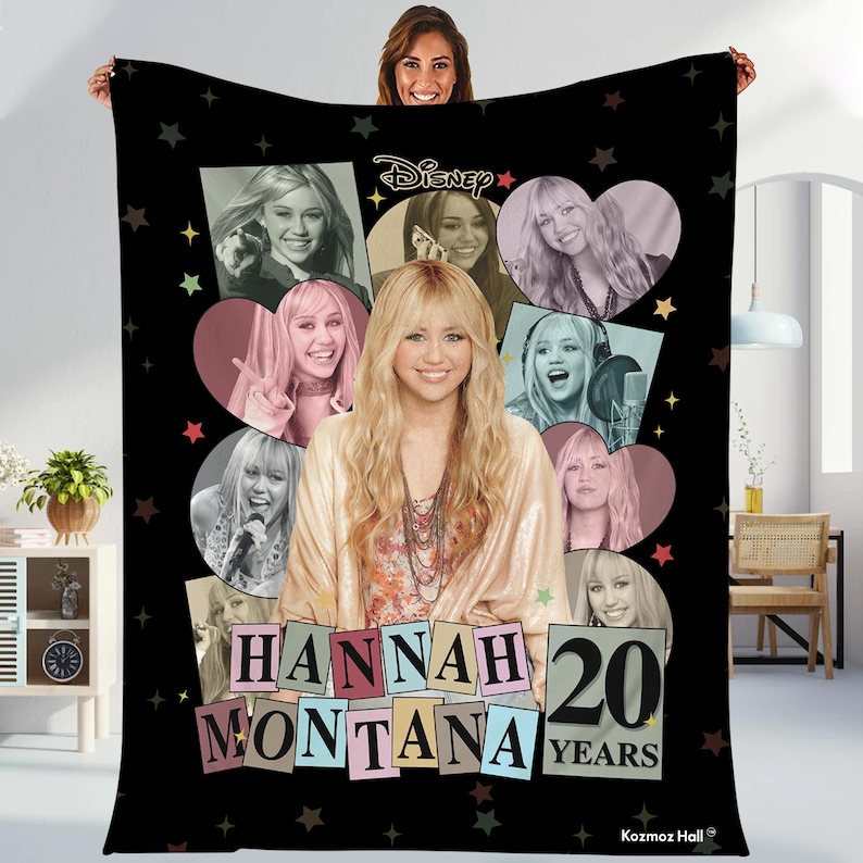 Hannah Montana 20th Anniversary Blanket, Disneyland Channel Hannah Montana Blanket, Pop Star Magic Kingdom, Disneyland Family Trip Blanket immagine 1