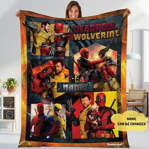 Deadpool And Wolverine Blanket, Deadpool Wolverine Blanket, Deadpool Avengers Superhero Throw Blanket for Bed Couch Sofa image 1