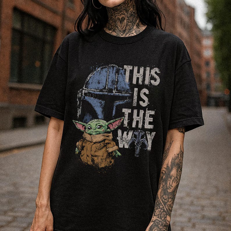 StarWars The Mandalorian and Grogu This is the Way Graphic T-Shirt, Retro Grogu Bounty Hunter Tee, Vintage 90s StarWars Fan Gift Shirt image 6
