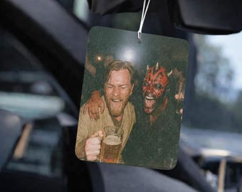 Starwars Obi-Wan Kenobi Darth Maul Drinking Car Air Freshener, Starwars Darth Maul Meme Car Decor, Starwars Car Accessory, Funny Car Decor